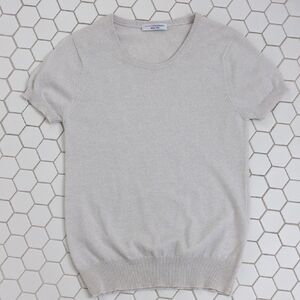 Maison Cashmere Essential Tee Short-sleeve Sweater Light Gray/Cream/Pearl S EUC
